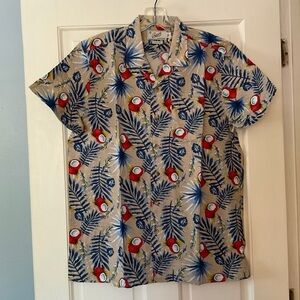Grayers Vintage Hawaiian Camp Shirt Coconut Print Button Up Men’s Size M NWT